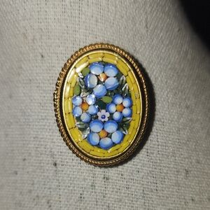 Vintage Italy Floral Mosaic Brooch